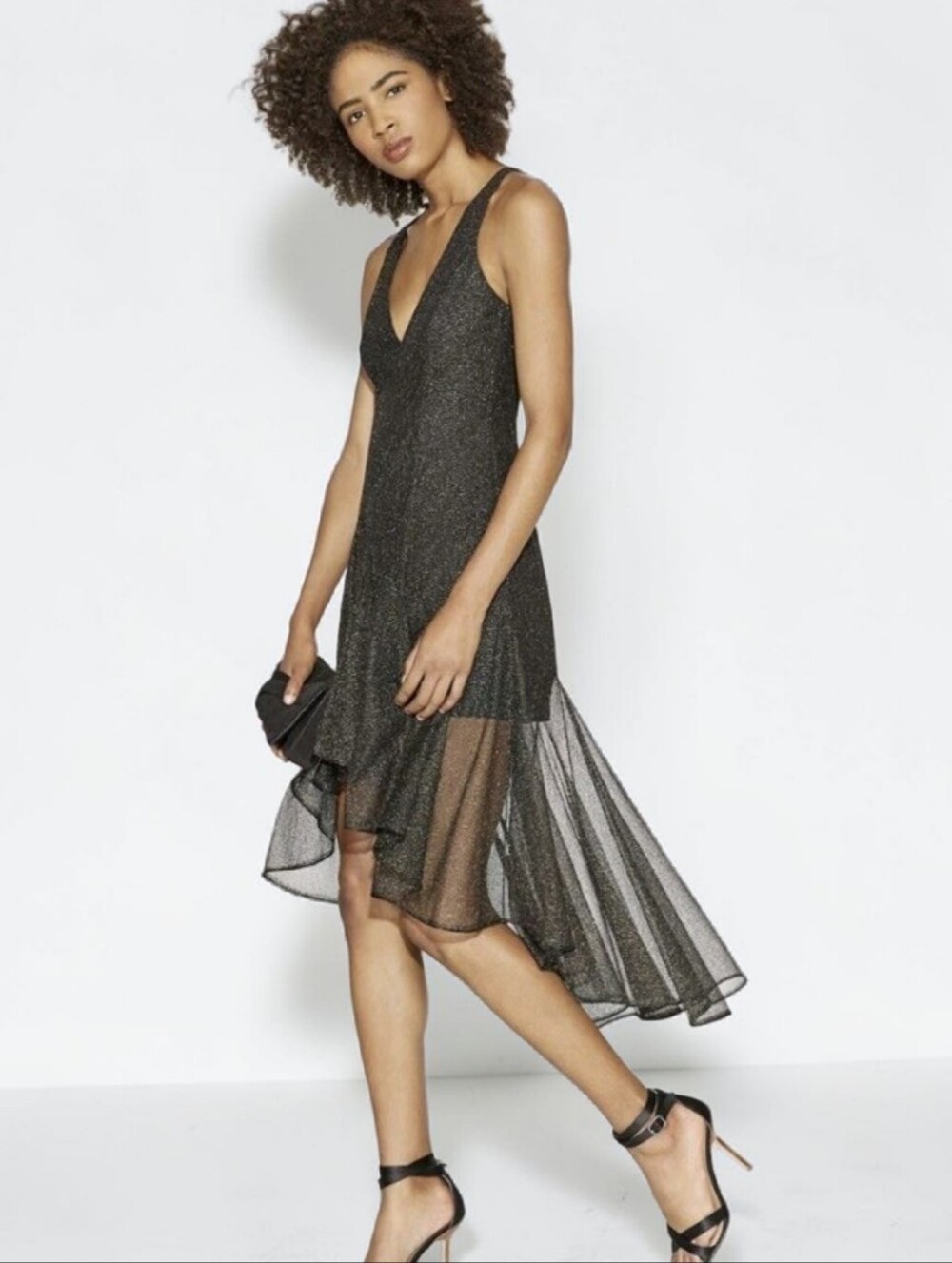 Halston Heritage Sexy & Sheer Black Mini Cocktail Dress - Picture 3 of 4